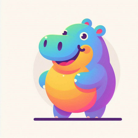 Cute cartoon hippopotamus character. Colorful vector illustration.のイラスト素材