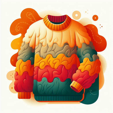Winter knitted sweater. Colorful vector illustration for your design.のイラスト素材