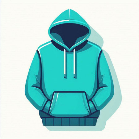 Stylized vector illustration of a blue hoodie on a white backgroundのイラスト素材