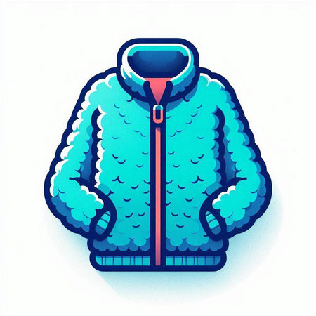 Blue winter jacket. Isolated on white background. Vector illustration.のイラスト素材