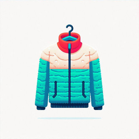 Winter jacket isolated on white background. Winter clothing. Vector illustration.