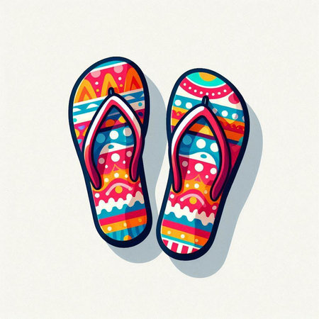 Colorful flip flops on a white background. Vector illustration.のイラスト素材