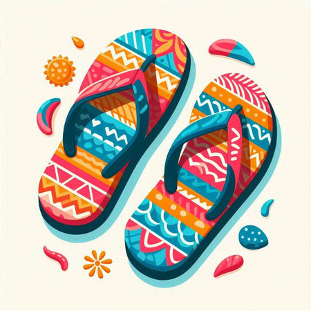Flip-flops in ethnic style. Vector illustration for your designのイラスト素材