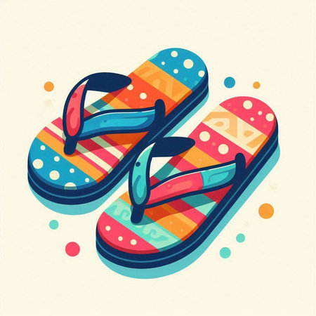 Flip-flops. Colorful vector illustration in cartoon style.のイラスト素材