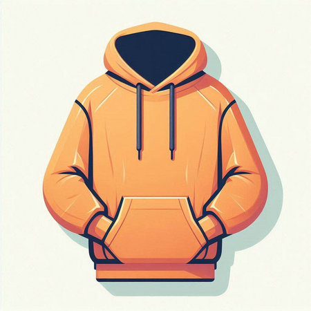 Orange hoodie with a hood on a white background. Vector illustrationのイラスト素材