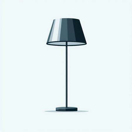 Illustration of a black floor lamp isolated on a white background.のイラスト素材