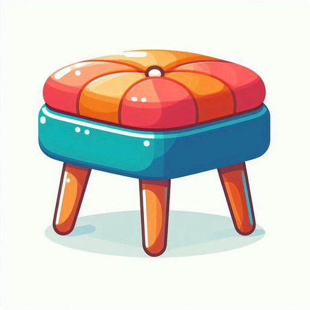Illustration of a blue and orange stool isolated on a white backgroundのイラスト素材