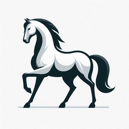 Horse on white background. Vector illustration in trendy flat style.のイラスト素材