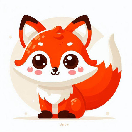 Cute cartoon red fox isolated on white background. Vector illustration.のイラスト素材