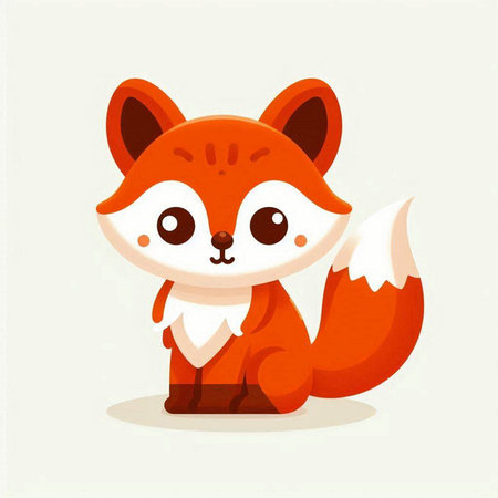 Cute cartoon fox. Vector illustration. Cute animal character.のイラスト素材