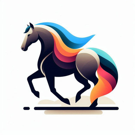 Illustration of a horse with a colorful background. Vector image.のイラスト素材