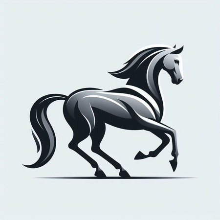 Horse silhouette on a gray background. Vector illustration for your designのイラスト素材
