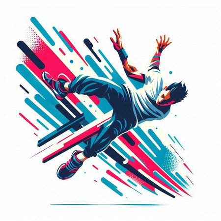 Skateboarder jumping in the air, sport vector illustration.のイラスト素材