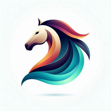 Colorful horse abstract logo. Vector design template elements for your application or corporate identity.のイラスト素材
