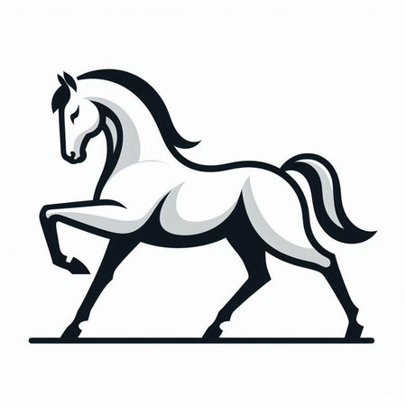 Vector image of a white horse on a white background. Horse logo.のイラスト素材