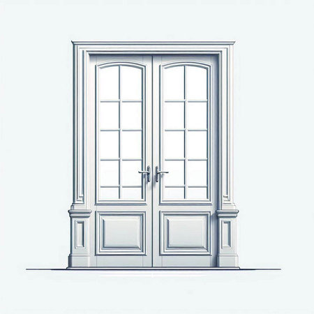 Illustration of a classic door on white background - 3D renderのイラスト素材