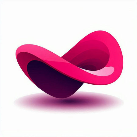 Abstract 3d red and pink shape on white background. Vector illustration.のイラスト素材
