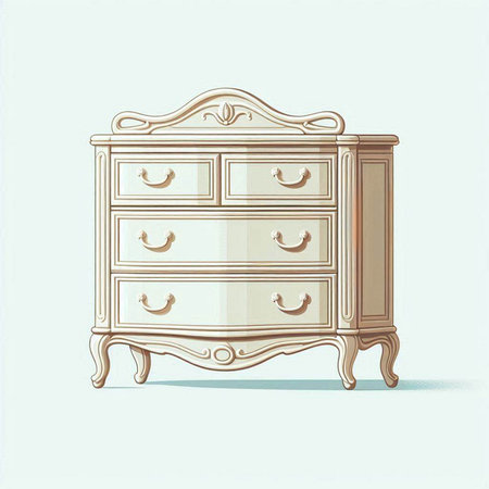 Vintage chest of drawers with drawers. Vector illustration.のイラスト素材