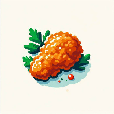 Illustration of salmon roe with parsley on a white backgroundのイラスト素材