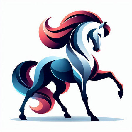 Vector illustration of a beautiful horse with long mane and tail.のイラスト素材