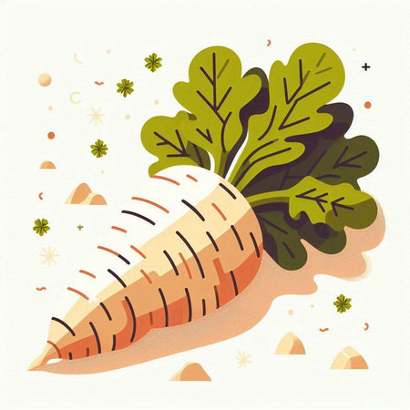 Carrot with leaves. Vector illustration of a healthy vegetarian food.のイラスト素材