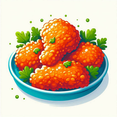 Strawberry with parsley on a plate. Vector illustration.のイラスト素材