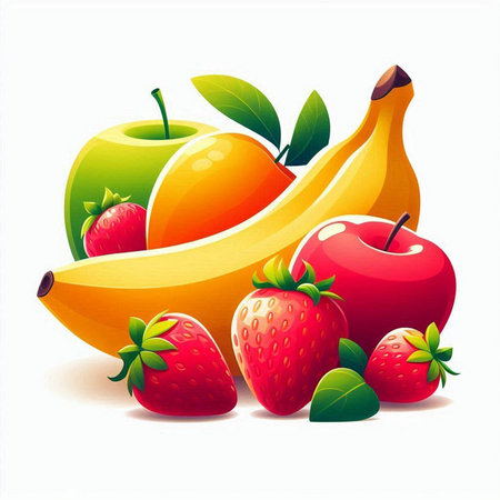 Fruits on the white background. Vector illustration. Eps 10.のイラスト素材