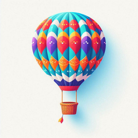 Colorful hot air balloon in the blue sky. Vector illustration.のイラスト素材