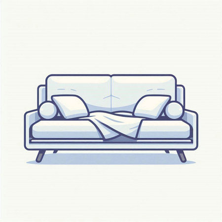 Sofa with pillows in flat style. Vector illustration.のイラスト素材