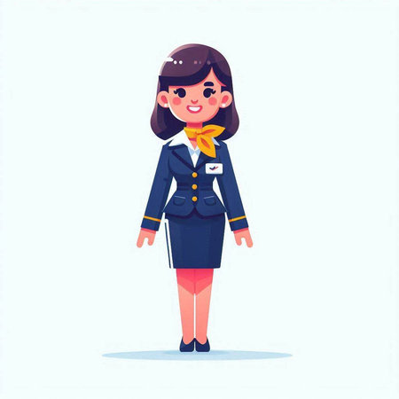 Stewardess in uniform. Vector illustration in a flat style.のイラスト素材