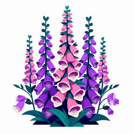 Digitalis purpurea. Digitalis purpurea. Vector illustrationのイラスト素材
