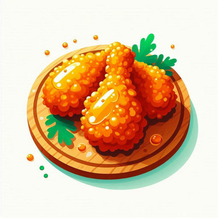 Illustration of red caviar on wooden plate. Vector illustration.のイラスト素材