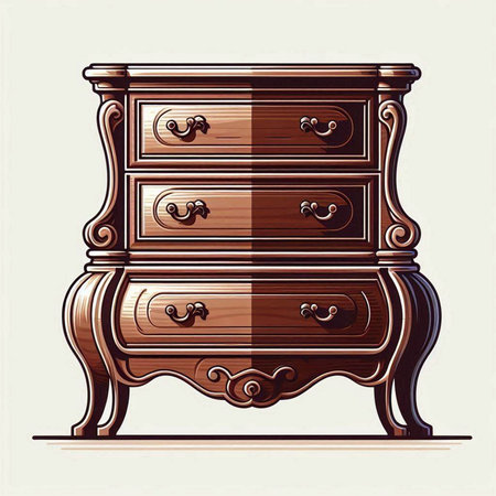 Vintage chest of drawers. Vector illustration for your design.のイラスト素材