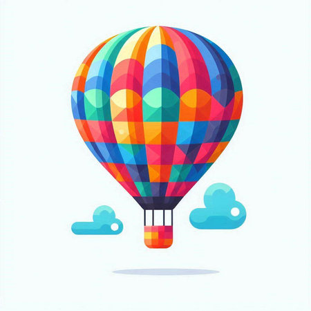 Colorful hot air balloon in the sky. Colorful vector illustration.のイラスト素材