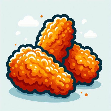 Fried chicken nuggets. Vector illustration of fried chicken nuggets.のイラスト素材