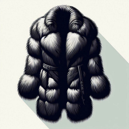 Vector illustration of a man in a fur coat with a smoking pipeのイラスト素材