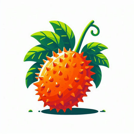 Kiwano fruit vector illustration. Exotic tropical fruit isolated on white background.のイラスト素材