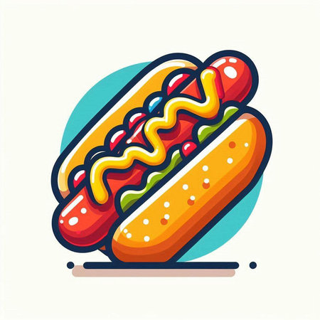 Hot dog icon in flat style. Fast food symbol. Vector illustration.のイラスト素材