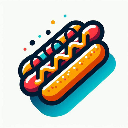Hot dog vector icon. Isometric 3d fast food illustration.のイラスト素材