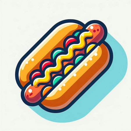 Hot dog vector icon. Fast food illustration. Hot dog icon. Hot dog iconのイラスト素材