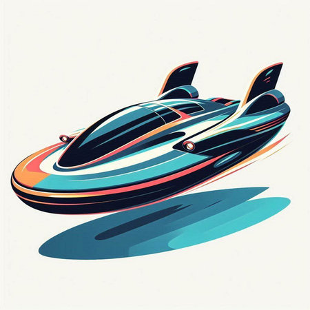 Futuristic jet boat. Vector illustration of futuristic jet boat.のイラスト素材