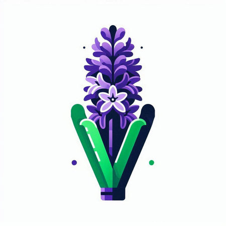 Purple hyacinth flower in flat style. Vector illustration.のイラスト素材