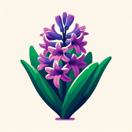 Purple hyacinth. Vector illustration in flat cartoon style.のイラスト素材