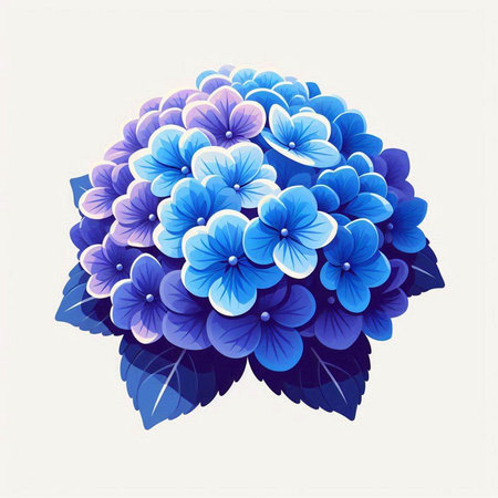 Blue hydrangea flower on white background. Vector illustration.のイラスト素材