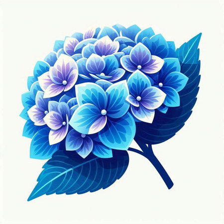 Blue hydrangea on a white background. Vector illustration.のイラスト素材