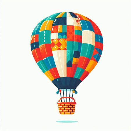 Colorful hot air balloon isolated on white background. Vector illustration.のイラスト素材