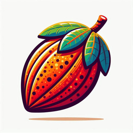 Cocoa fruit vector illustration, isolated on a white background.のイラスト素材