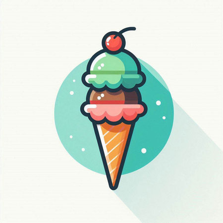 Ice cream icon, vector illustration. Flat design style with long shadowのイラスト素材
