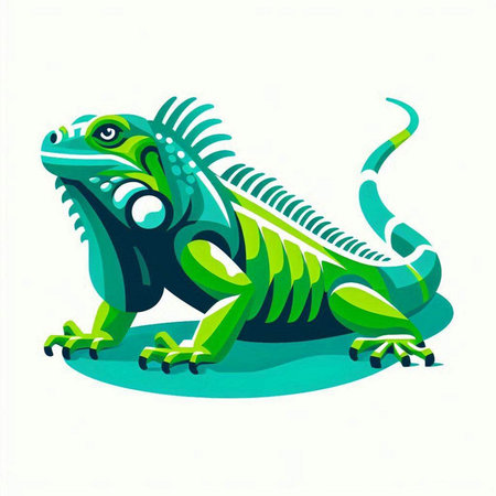 Green iguana isolated on a white background. Vector illustration. EPS 10のイラスト素材