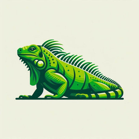 Green iguana isolated on white background. Vector illustration. Eps 10.のイラスト素材
